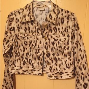 Chico’s cheetah nailhead jacket